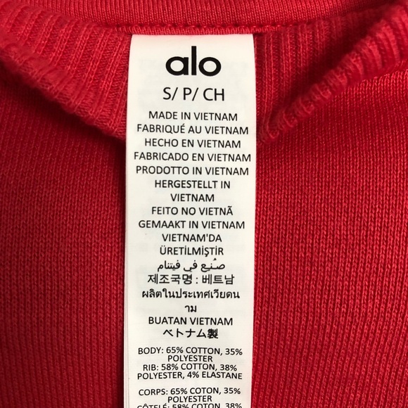 Alo Yoga Cropped Accolade Crewneck Candy Red S - Picture 9 of 10